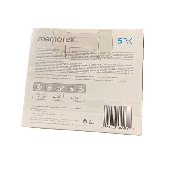 5 pack Memorex CD-R 52X 700MB/80Min 5PK. Recordable NEW SEALED - Picture 2 of 2
